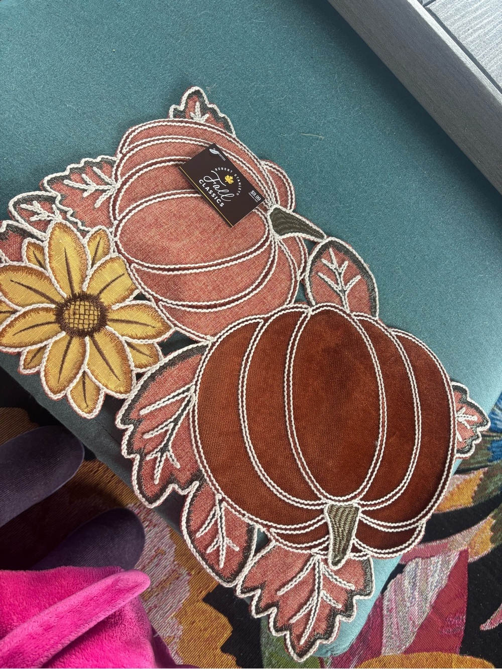Hobby Lobby Orange Pumpkin and Yellow Sunflower Appliqué Placemats set of 6